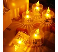 Bougies chauffe-plat LED avec piles, boîte durable jaune chaud, lumière LED, bougies chauffe-plat électriques pour extérieur, mariage, anniversaire, table, chambre, décoration d'Halloween, (24)