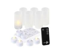 Bougies chauffe-plat LED - LUNARTEC - Blanc - Rechargeables - Télécommandées - Verre acrylique