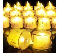 Bougies Chauffe-Plat LED Sans Flamme, 12 Pièces Bougies Chauffe-Plat à Piles, Bougie LED Flamme Vacillante, Fausse Bougie Électrique pour Noël, Thanksgiving, Mariage, Anniversaire, Halloween