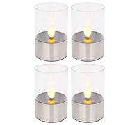 Bougies chauffe-plat Solar Outdoor LED Décoration de jardin Lampe de table Bougies solaires scintillantes à l'extérieur, effet de feu, 1800K blanc chaud, DxH 7,5x11 cm