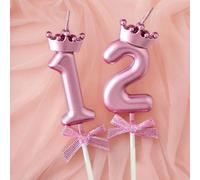 Bougies chiffres 0-9 avec nœud couronne 3D, bougies pour gâteau d'anniversaire, bougies de décoration pour fête d'anniversaire 7,5,9,2,3,4,6,8,1,0Cire