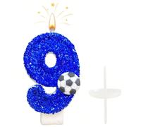 Bougies chiffres 0-9, décorations thème football, bougies décoratives pailletées bicolores, bougies pour gâteau d'anniversaire, fournitures pour fête romantique pour hommes et femmes, convient pour le