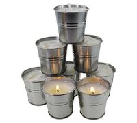 Bougies Citronelle en Boîte Métallique, Lot de 8, 50g | Cire de Soja Naturelle, Jusqu'à 8h de Combustion, Usage Intérieur/Extérieur, Ø 60 mm × H 48 mm, Parfum Lemongrass Frais