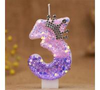 Bougies couronnées avec strass rose et violet, pailletées et scintillantes. Décorations de gâteau d'anniversaire avec chiffres, pour fête, anniversaire, DIY maison 7,5,9,2,3,4,6,8,1,0Cire