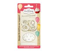 Bougies d'anniversaire 10 chiffres sur support, coffret festif pour gâteau - fabrication française depuis 1978, qualité soignée, idéal enfants et adultes - Lot de 4