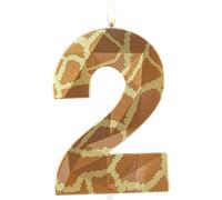 Bougies d'anniversaire 3D métalliques en forme de girafe sauvage - Numéro 2 - Bougie pour gâteau d'anniversaire de garçon et fille - Fournitures de célébration