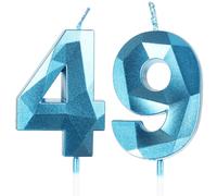 Bougies d'Anniversaire 49 Ans Bleu- Numéro 49 - Bougies Bleu - Bougie d'anniversaire pour gâteau - Bougies de Gâteau Décorations de Gâteau Fête d'Anniversaire, Mariage