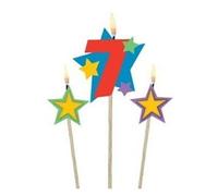 bougies d'anniversaire 7 - Star12,2/13,5 cm 3 pièces
