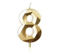 Bougies d'Anniversaire 8 Ans Dorées - Numéro 8 Or - Bougies Dorées pour Gâteau - Décoration de Fête Brillante - Anniversaire, Mariage, Fête, Cérémonie