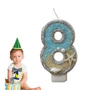 Bougies d'anniversaire,bougies d'anniversaire avec chiffres - Bougie de gâteau à thème de plage | Décoration de gâteau numéro 0-9, bougies de fête, décorations de étoile de mer bleue pour fêtes