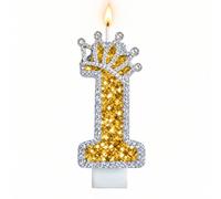 Bougies d'anniversaire, bougies pour gâteau, bougies d'anniversaire pailletées, bougies décoratives pour gâteau pour fille, bébé, anniversaire, jubilé, fête d'anniversaire (diamants dorés, 1)