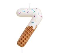Bougies d'anniversaire de crème glacée,décorations de gâteau colorées, filles garçons 7e anniversaire décorations doux numéro 7 bougie pour gâteau,Thème de crème glacée pour l'anniversaire fête d'été