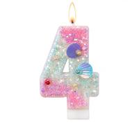 Bougies D'anniversaire de Sirène Numéro 4 pour Gâteau, Bougie 4 an, Bougie en Forme de Chiffre 14 sur le Thème de la Sirène Rose et Bleue pour Gâteau D'anniversaire Filles