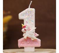 Bougies d'anniversaire en chiffres Licorne rose brillante, bougies glamour pour la 1ère fête d'anniversaire, décoration de gâteau de festival, bougies en chiffres faits main créatifs DIY 7,5,9,2,3,4,6