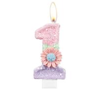 Bougies d'anniversaire en forme de chiffre 1 - Macaron 3D pour décoration de gâteau - Bougies pour 1er anniversaire de mariage - Bougies pour filles et femmes - Fournitures de fête d'anniversaire de