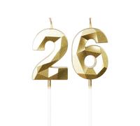 Bougies d'anniversaire en forme de chiffre 26 - Bougies dorées pour gâteau - Décoration de gâteau pour fête d'anniversaire, mariage, anniversaire de mariage