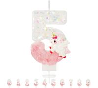 Bougies d'anniversaire, en forme de chiffre 5, en forme de licorne, rose, décoration de gâteau pour décoration de gâteau