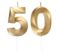 Bougies d'anniversaire en forme de chiffre 50 - Décoration de gâteau 3D - Pour fête d'anniversaire, mariage, fête d'entreprise, décoration de gâteau d'anniversaire - Numéro 50