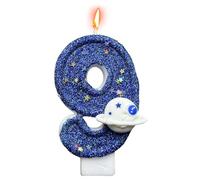 Bougies D'anniversaire En Forme De Chiffre, Bleues En Forme De Planète Spatiale, 0, 1, 2, 3, 4, 5, 6, 7, 8, 9 Décoration De Gâteau Bougies D'anniversaire Pour Gâteau