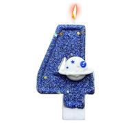 Bougies D'anniversaire En Forme De Chiffre, Bleues En Forme De Planète Spatiale, 0, 1, 2, 3, 4, 5, 6, 7, 8, 9 Décoration De Gâteau Bougies D'anniversaire Pour Gâteau
