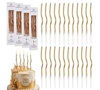 Bougies d'anniversaire Gâteau, 24 Pièces Bougies Anniversaire Torsadées avec Support, Bougies de Gâteau Décoratives pour Fête de Mariage, Anniversaire, Remise des Diplômes (Champagne)