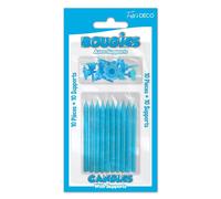 Bougies d'anniversaire - Lot de 10 - Bleu pailleté - Supports en PVC - Décoration intérieure - Pour enfant