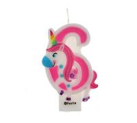 Bougies d'anniversaire motif licorne de 9 cm, adaptées pour fête d'anniversaire pour garçons et filles, couleur rose blanche (numéro 6)