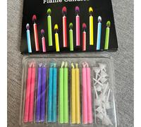 Bougies d'anniversaire multicolores en forme de flamme, couleurs des flammes et des bougies assorties, parfaites pour les photos d'anniversaire et de fête 12 piècesCire