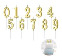 Bougies d'Anniversaire Numérique en Or - 10Pcs Chiffres 0-9, Topper de Gâteau pour Décoration de Fête d’Anniversaire, Mariage et Célébration. Bougies Éclatantes pour Gâteau,pour Enfant ou Adulte