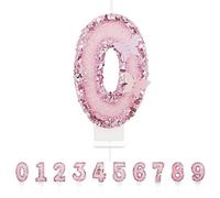 Bougies d'anniversaire Numéro 0,3D Rose Bougie Chiffre 0,Papillon Decoration Gateau Anniversaire,Bougies Scintillantes Gâteau Topper Decoration,Pour Les Enfants, Adultes