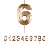 Bougies d'anniversaire Numéro 6,3D Champagner Bougie Chiffre 6,Decoration Gateau Anniversaire,Bougies Gâteau Topper Decoration,Pour Les Enfants, Adultes