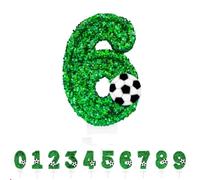 Bougies d'anniversaire Numéro 6, 3D Verte Football Bougie Chiffre,Football Decoration Gateau Anniversaire,Bougies Gâteau Topper Decoration,Pour Les Enfants, Adultes