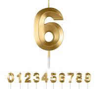 Bougies d'anniversaire numéro 6, bougies d'anniversaire dorées, bougies de gâteau en forme de diamant 3D, chiffres 0 1 2 3 4 5 6 7 8 9, décoration de gâteau à paillettes pour mariage, anniversaire