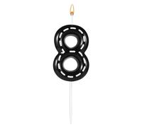Bougies d'Anniversaire Numéro de Thème de Course, 6x3,7cm Bougies de Gateau Anniversaire Bougie Numérique à Carreaux Noirs et Blancs pour les Fournitures de Fête de Décoration (Numéro 8)