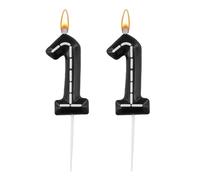 Bougies d'Anniversaire Numéro de Thème de Course, 6x3,7cm Bougies de Gateau Anniversaire Bougie Numérique à Carreaux Noirs et Blancs pour les Fournitures de Fête de Décoration (Numéro 11)