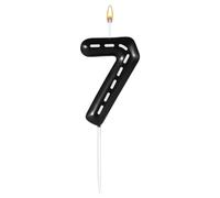 Bougies d'Anniversaire Numéro de Thème de Course, 6x3,7cm Bougies de Gateau Anniversaire Bougie Numérique à Carreaux Noirs et Blancs pour les Fournitures de Fête de Décoration (Numéro 7)