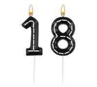 Bougies d'Anniversaire Numéro de Thème de Course, 6x3,7cm Bougies de Gateau Anniversaire Bougie Numérique à Carreaux Noirs et Blancs pour les Fournitures de Fête de Décoration (Numéro 18)