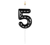 Bougies d'Anniversaire Numéro de Thème de Course, 6x3,7cm Bougies de Gateau Anniversaire Bougie Numérique à Carreaux Noirs et Blancs pour les Fournitures de Fête de Décoration (Numéro 5)