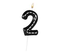 Bougies d'Anniversaire Numéro de Thème de Course, 6x3,7cm Bougies de Gateau Anniversaire Bougie Numérique à Carreaux Noirs et Blancs pour les Fournitures de Fête de Décoration (Numéro 2)