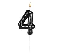 Bougies d'Anniversaire Numéro de Thème de Course, 6x3,7cm Bougies de Gateau Anniversaire Bougie Numérique à Carreaux Noirs et Blancs pour les Fournitures de Fête de Décoration (Numéro 4)