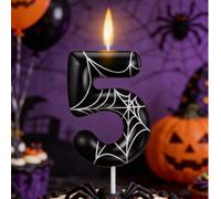 Bougies d'anniversaire numérotées avec motif toile d'araignée noire 0-9, bougies décoratives pour gâteau, thème animal de compagnie, rentrée des classes, Saint-Valentin 7,5,9,2,3,4,6,8,1,0Cire