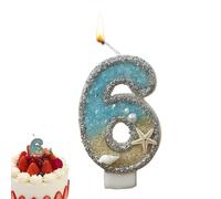 Bougies d'anniversaire numérotées,bougies de gâteau d'anniversaire - Bougie de gâteau à thème de plage | Décoration de numéro 0-9, bougies de fête, décorations de étoile de mer bleue