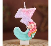 Bougies d'anniversaire numérotées de 0 à 9 et lettres, bougies de décoration de fête d'anniversaire thématique faites main, bougies de gâteau d'anniversaire avec peinture arc-en-ciel licorne pailletée