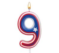 Bougies d'Anniversaire Numérotées, Dessin Animé Rouge Blanc Bleu 0-9 Décoration de Gâteau d'Anniversaire Numérotées Bougies d'Anniversaire Américaines pour Anniversaires et Fêtes (Numéro 9)