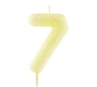 Bougies d'anniversaire pour 7e anniversaire - Bougies numéro 7 dorées avec paillettes jaunes - Décoration de gâteau lumineuse - Bougie d'anniversaire « Happy Birthday » pour filles, garçons, femmes