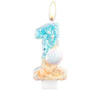 Bougies d'anniversaire sirène, bougies à paillettes en coquillage pour gâteau, 1er anniversaire de filles, bougies d'anniversaire pour filles et garçons, bougies d'anniversaire en forme de conque pour