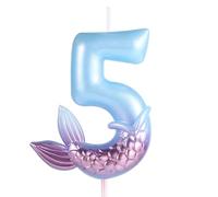 Bougies d'Anniversaire Sirène, Bougies Numérotées Bleues Décorations d'Anniversaire Sirène Bougies d'Anniversaire Joyeux Anniversaire Fournitures de Fête d'Anniversaire pour Mariage (5)