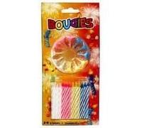Bougies d'anniversaire - SURPRISEZ VOUS - 12 pièces - Multicolore - Avec support