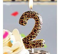 Bougies de décoration de gâteau d'anniversaire avec motif léopard numéros 0-9 7,5,9,2,3,4,6,8,1,0Cire