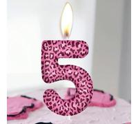 Bougies de décoration de gâteau pour anniversaire ou célébration, avec motif léopard rose 3D et numéros de 0 à 9 sur le thème des animaux 7,5,9,2,3,4,6,8,1,0Cire